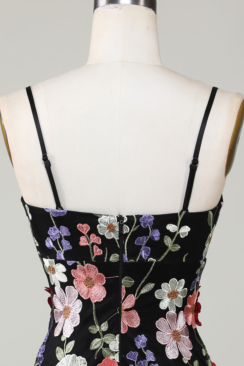 Bodycon Little Black Dress with 3D Flowers