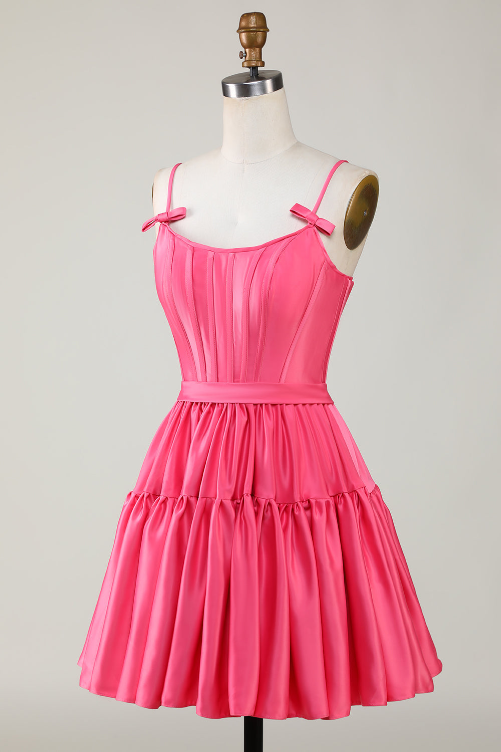 Trendy A-Line Corset Satin Little Black Dress