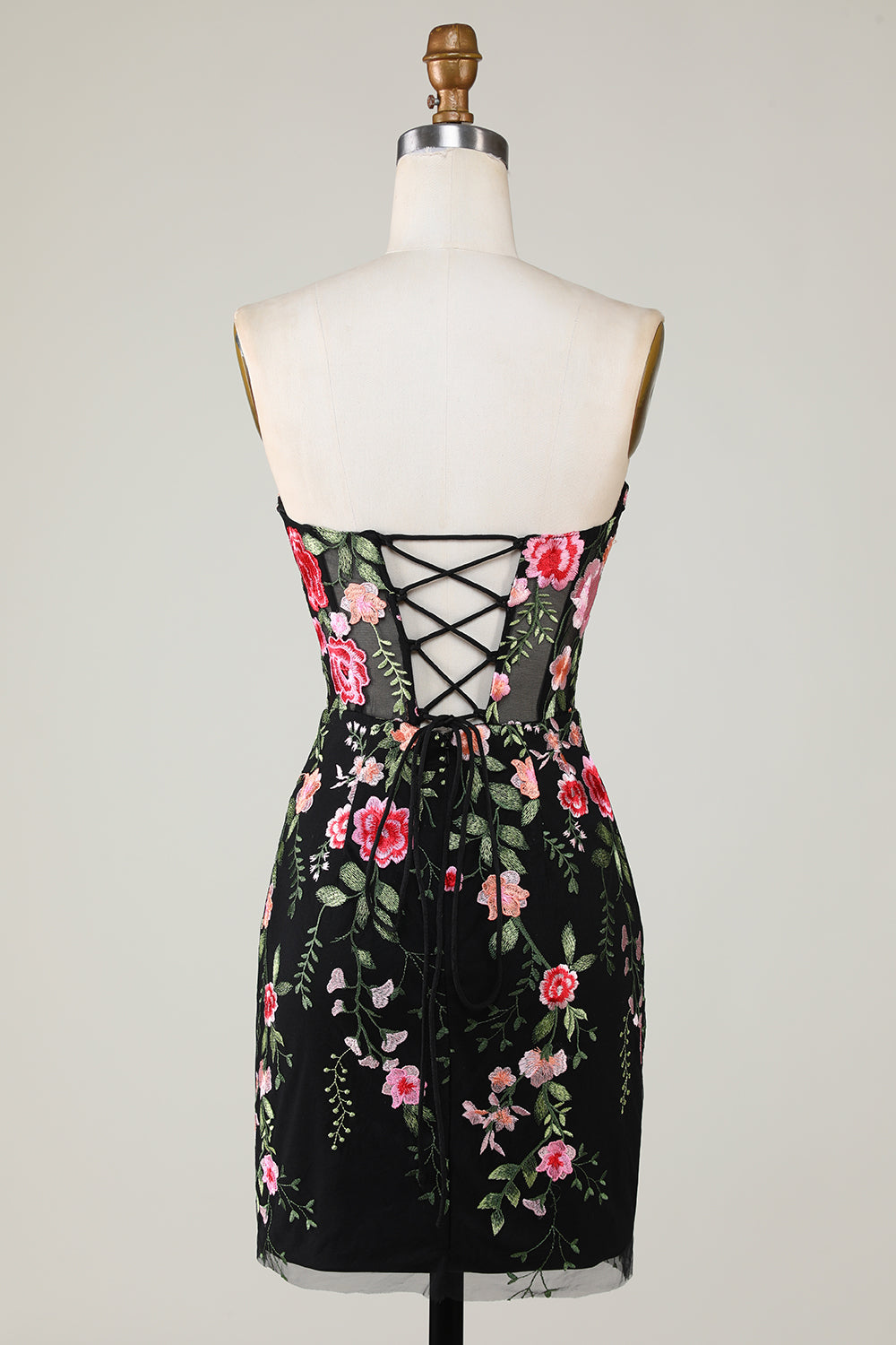 Strapless Bodycon Little Black Dress with Appliques