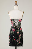 Strapless Bodycon Little Black Dress with Appliques