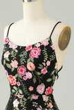 Appliqued Spaghetti Straps Bodycon Little Black Dress