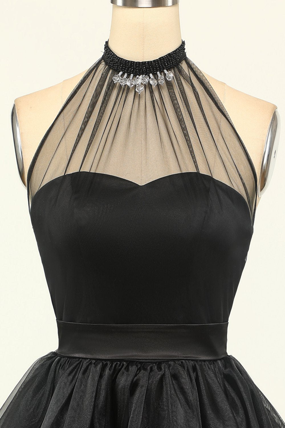 Halter Black Tulle Little Black Dress