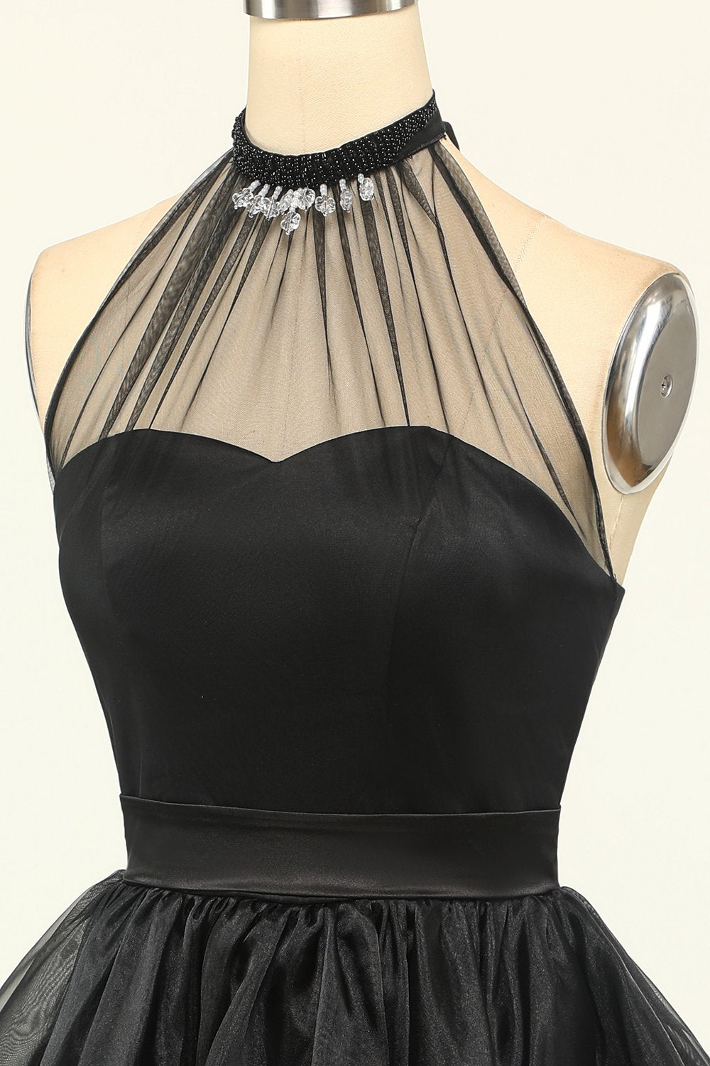 Halter Black Tulle Little Black Dress