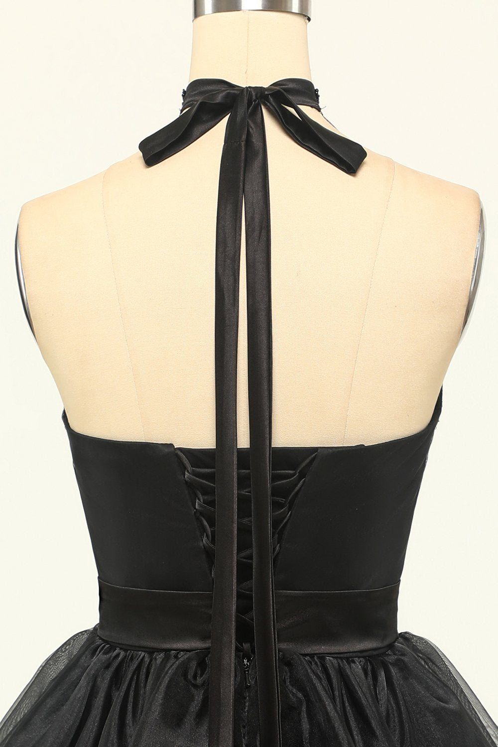 Halter Black Tulle Little Black Dress