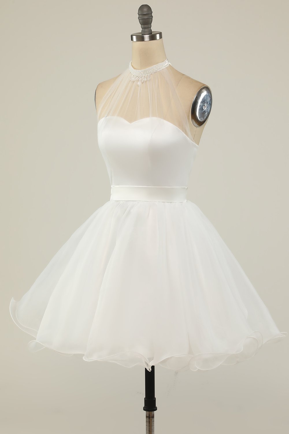 Halter Black Tulle Little Black Dress