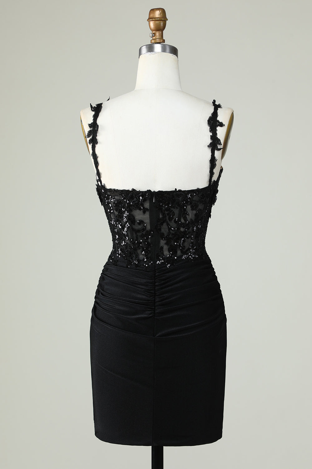 Sheath Spaghetti Straps Little Black Dress with Appiques