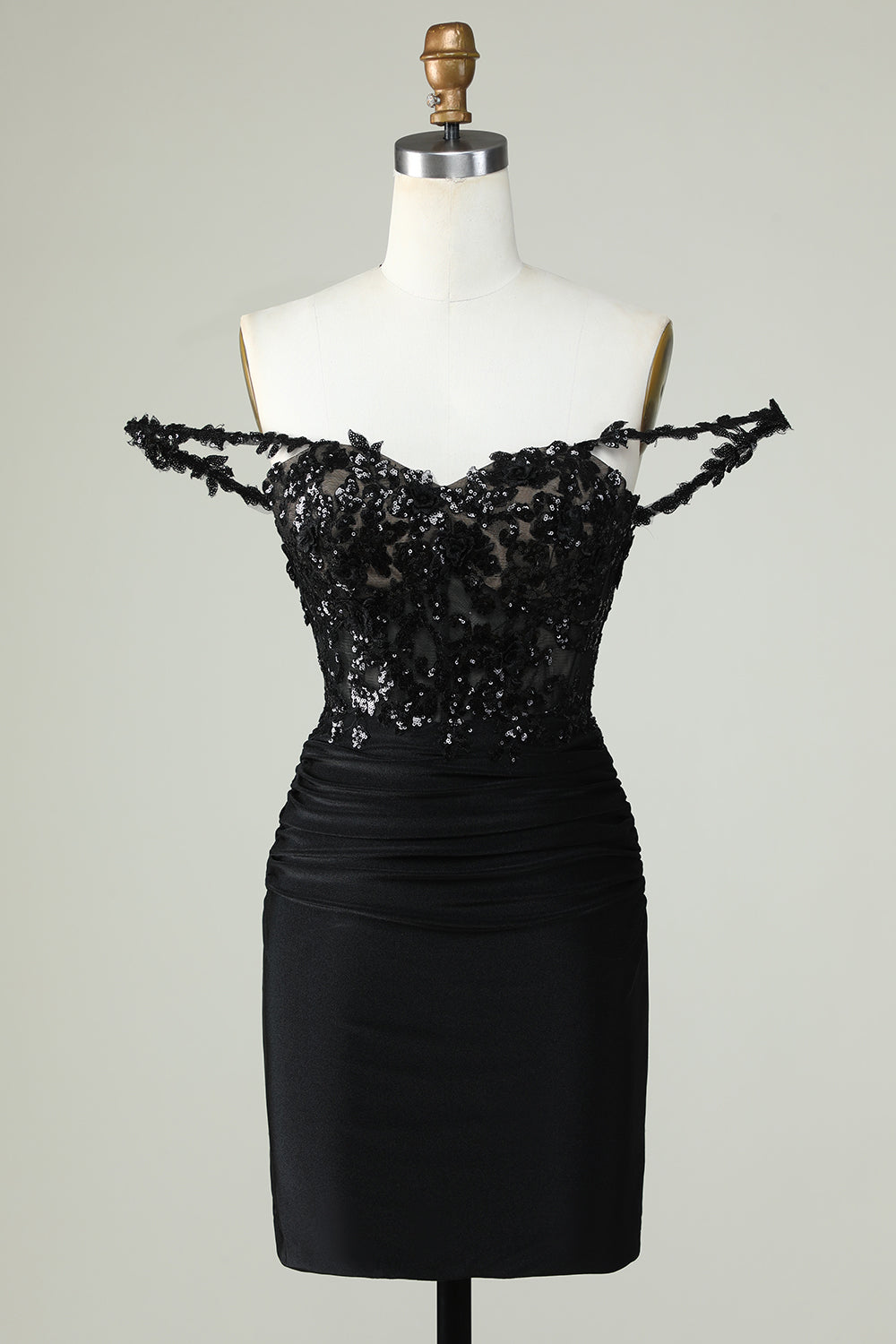 Sheath Spaghetti Straps Little Black Dress with Appiques