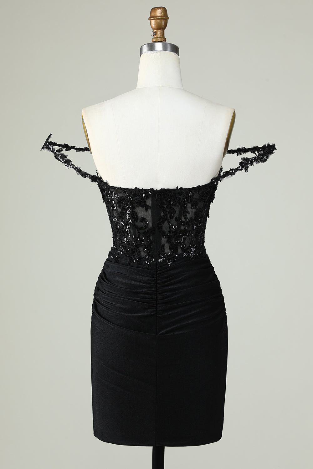 Sheath Spaghetti Straps Little Black Dress with Appiques