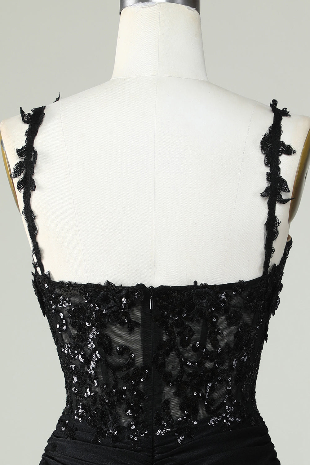 Sheath Spaghetti Straps Little Black Dress with Appiques