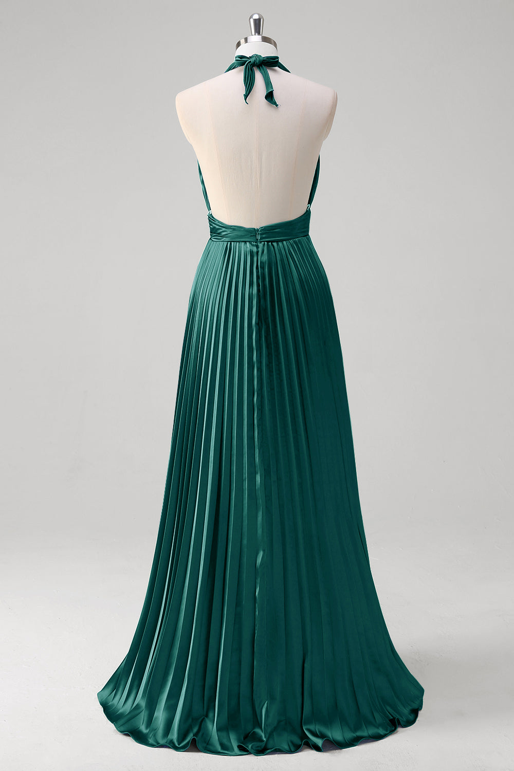 Royal Blue A Line Halter Pleated Long Prom Dress