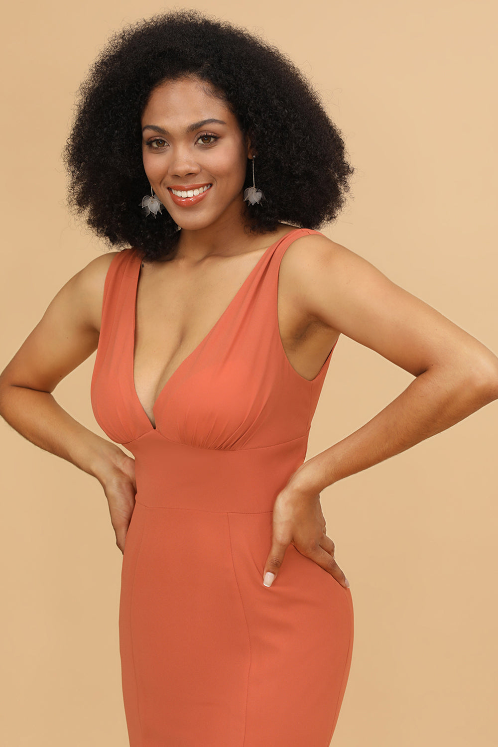 Sunset Mermaid V-neck Bridesmaid Dress with Ruffles