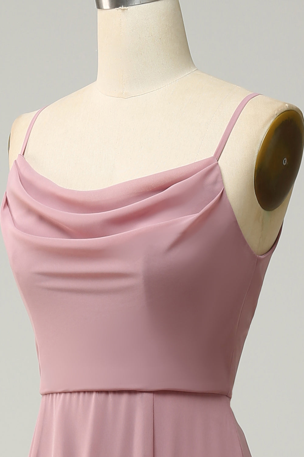 Dusty Rose A Line Spaghetti Straps Sleeveless Chiffon Bridesmaid Dress