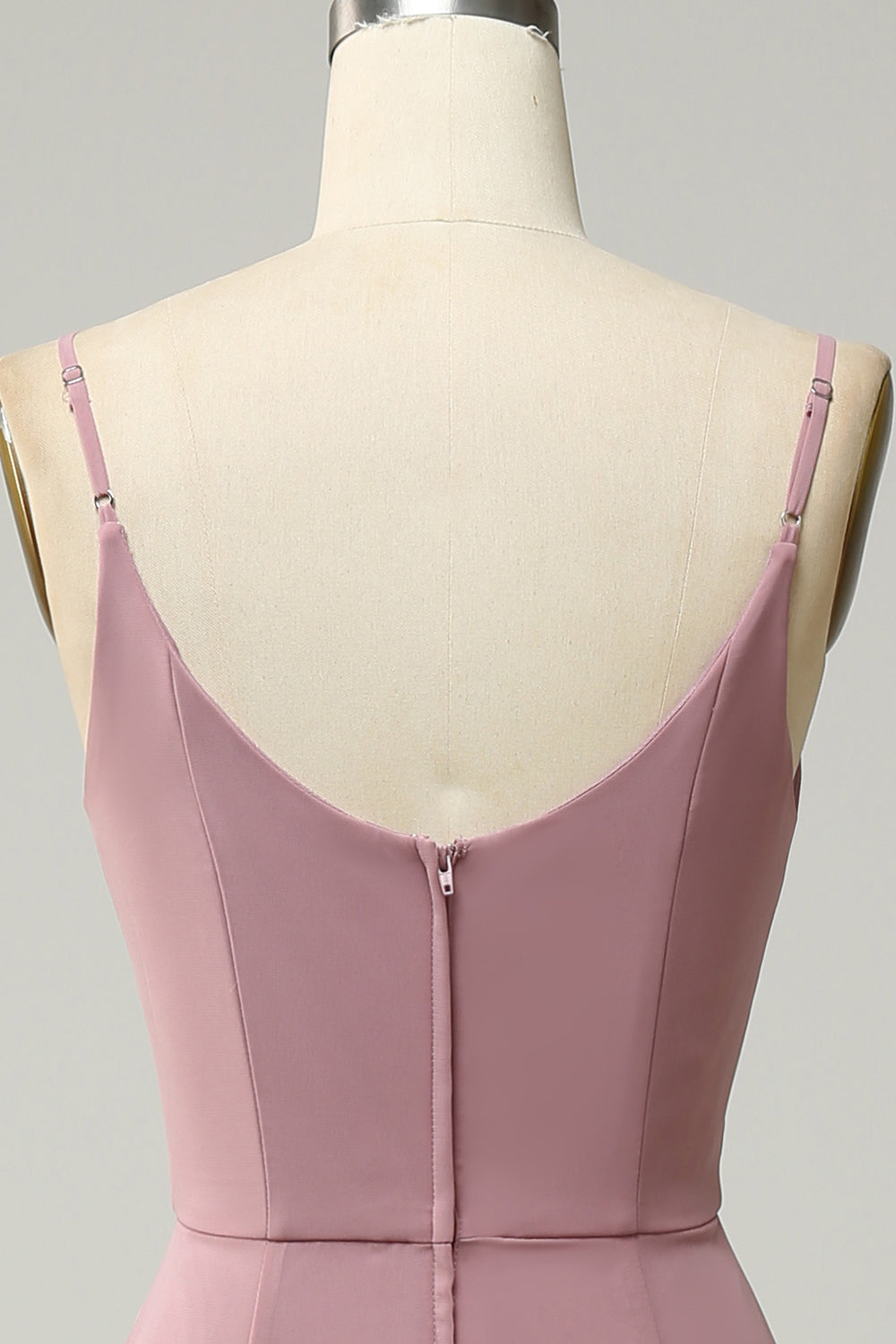 Dusty Rose A Line Spaghetti Straps Sleeveless Chiffon Bridesmaid Dress