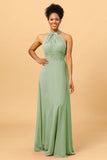 A Line Convertible Floor-Length Chiffon Bridesmaid Dress