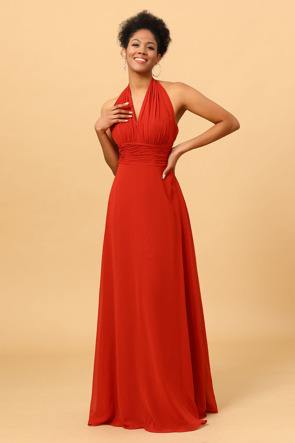 Rust Red Convertible Long Chiffon Bridesmaid Dress