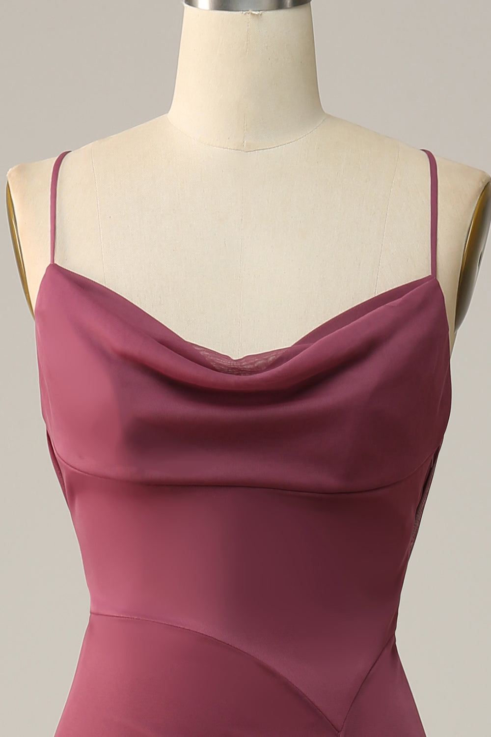 Desert Rose Spaghetti Straps Draped Chiffon Bridesmaid Dress with Slit