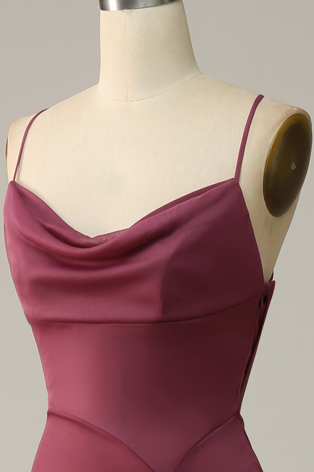 Desert Rose Spaghetti Straps Draped Chiffon Bridesmaid Dress with Slit