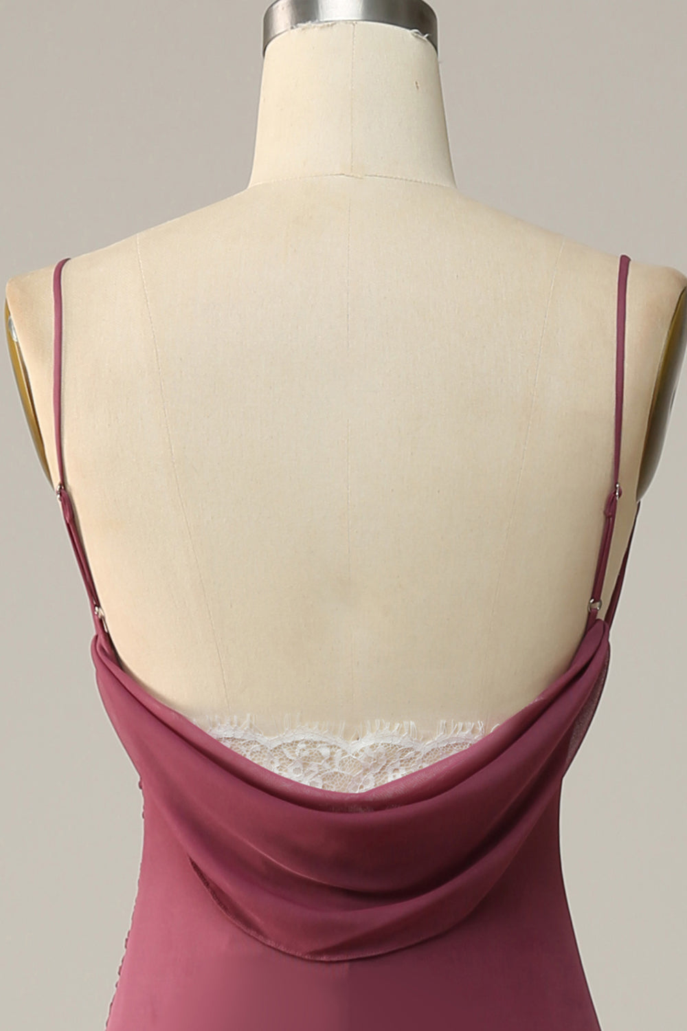 Desert Rose Sheath Spaghetti Straps Draped Chiffon Bridesmaid Dress