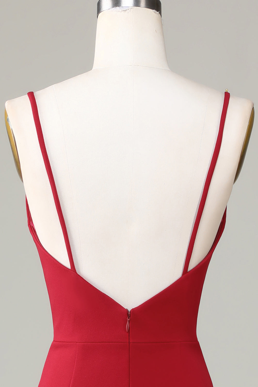 Burgundy Mermaid Spaghetti Straps Sleeveless Bridesmaid Dress with Slit