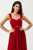 A Line Sweetheart Ruched Floor-Length Chiffon Bridesmaid Dress