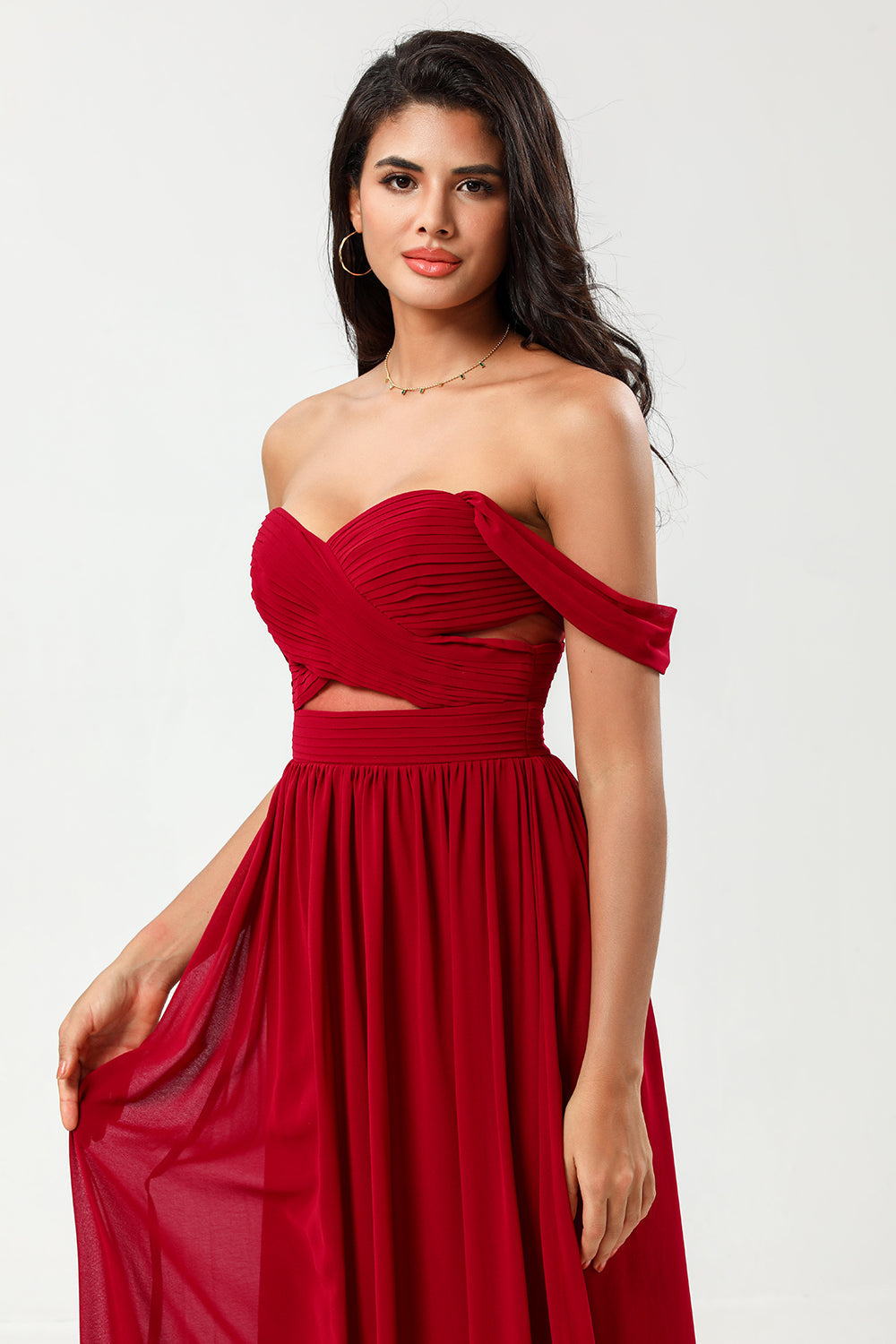 A Line Sweetheart Ruched Floor-Length Chiffon Bridesmaid Dress