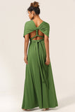 Olive A-Line Spandex Convertible Wear Floor Length Bridesmaid Dress