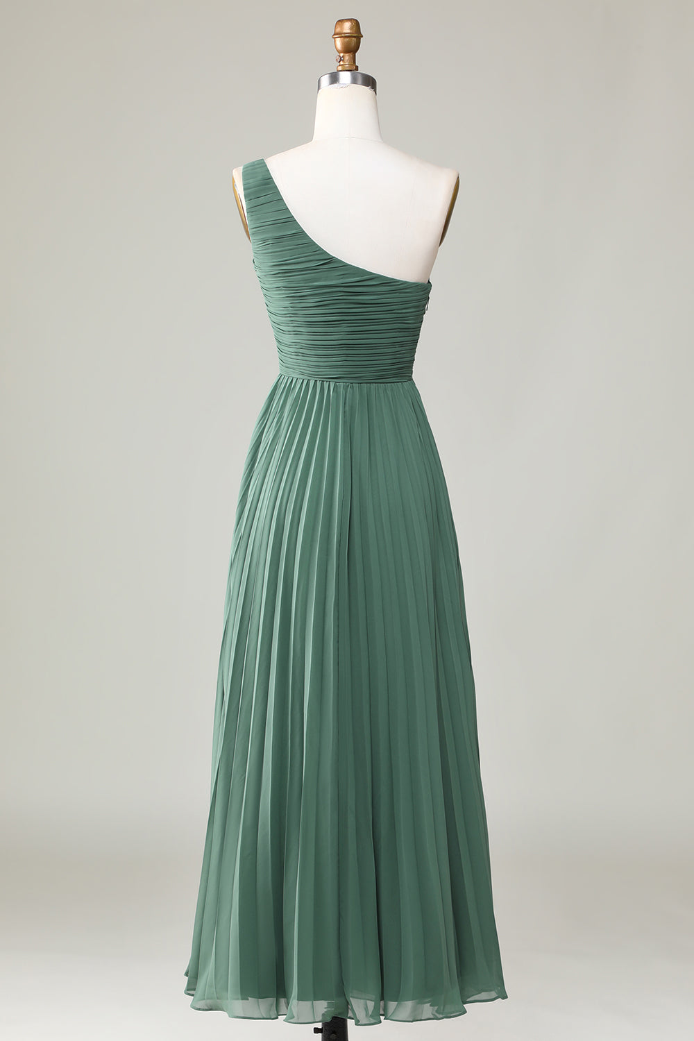 Eucalyptus A Line One Shoulder Ruched Chiffon Bridesmaid Dress