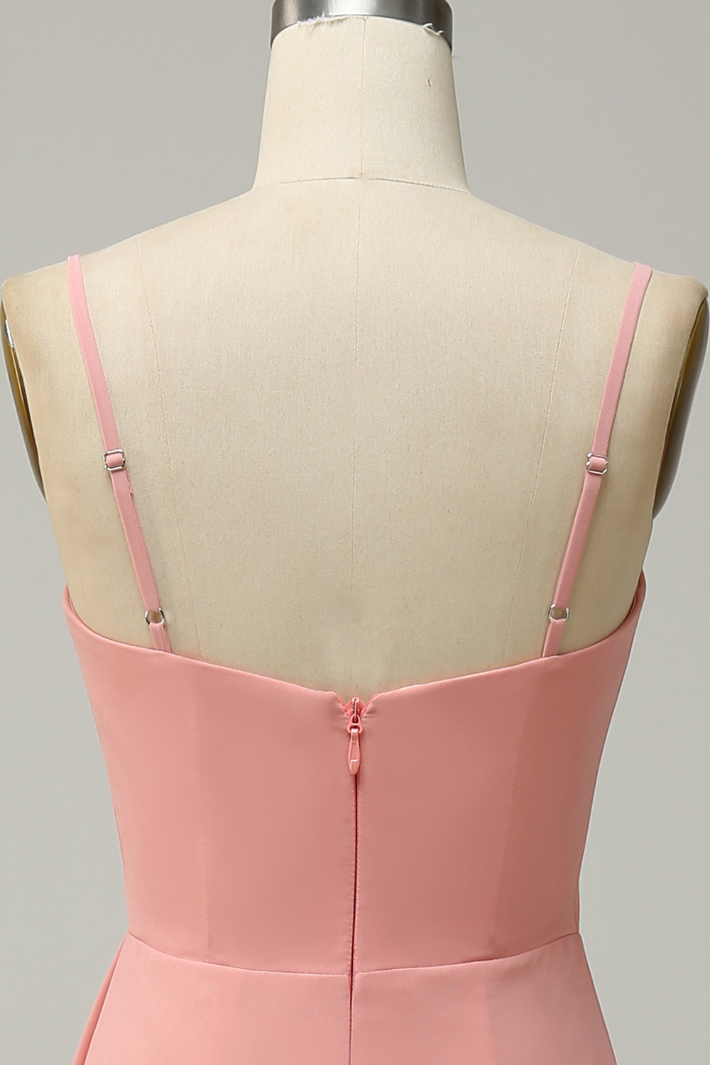 Green A Line Spaghetti Straps Long Chiffon Bridesmaid Dress with Slit