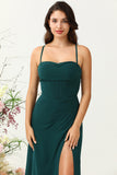 Pine A Line Corset Chiffon Bridesmaid Dress with Open Back