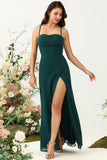 Pine A Line Corset Chiffon Bridesmaid Dress with Open Back