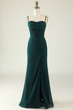 Pine A Line Corset Chiffon Bridesmaid Dress with Open Back