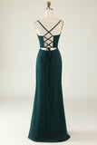 Pine A Line Corset Chiffon Bridesmaid Dress with Open Back
