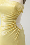 Stylish Yellow Bodycon One Shoulder Short Graduation Dress with Hollow Out