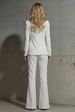 Shawl Lapel White 2-Piece Women Work Suits With Sequins