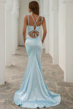 Mermaid V Neck Simple Long Formal Dress