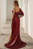 One Shoulder Sequins Mermaid Long Formal Dress