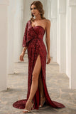One Shoulder Sequins Mermaid Long Formal Dress