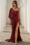 One Shoulder Sequins Mermaid Long Formal Dress