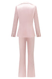 Candy Pink 2 Piece Peak Lapel Satin Slim Fit Women Suit