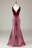 Sparkly Black Mermaid Deep V-neck Sequins Long Prom Dress