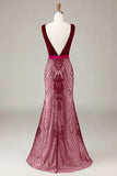 Sparkly Black Mermaid Deep V-neck Sequins Long Prom Dress