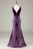 Sparkly Black Mermaid Deep V-neck Sequins Long Prom Dress
