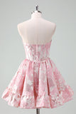 Blue A Line Sweetheart Short Corset Short Prom Dress