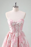 Blue A Line Sweetheart Short Corset Short Prom Dress