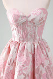 Blue A Line Sweetheart Short Corset Short Prom Dress