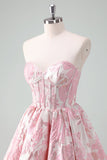 Blue A Line Sweetheart Short Corset Short Prom Dress