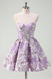 Blue A Line Sweetheart Short Corset Short Prom Dress