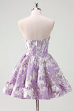 Blue A Line Sweetheart Short Corset Short Prom Dress
