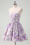 Blue A Line Sweetheart Short Corset Short Prom Dress