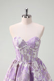 Blue A Line Sweetheart Short Corset Short Prom Dress
